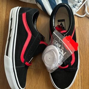 COPY - Custom Men Vans Black and Red Sneakers